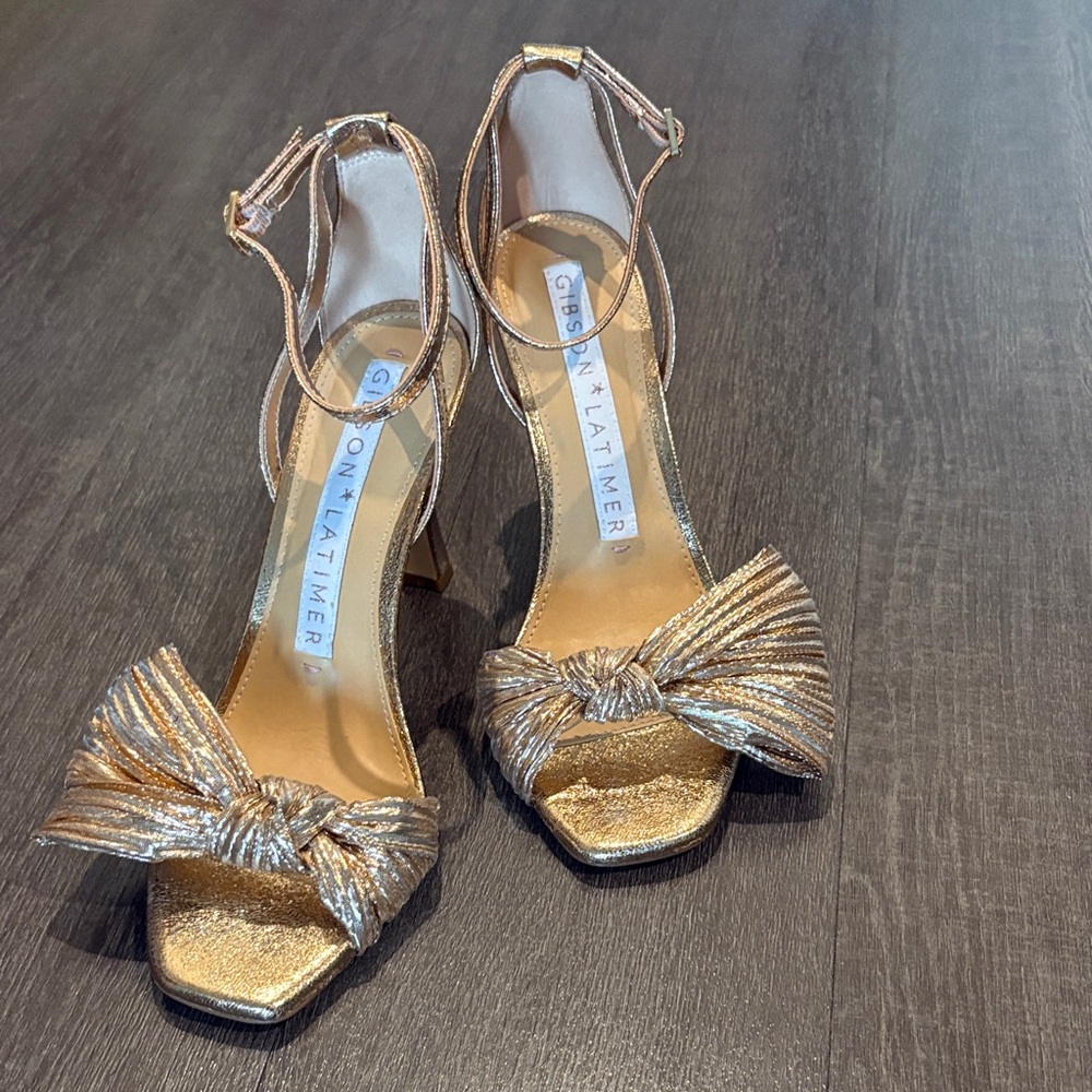 Gibson Latimer Metallic Gold Heels with Bow